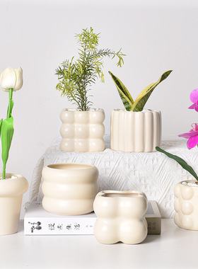 高端新款花盆陶瓷虎皮兰室内大型