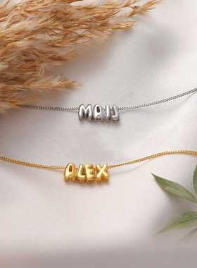 泡泡字母项链英文拼接项坠可爱