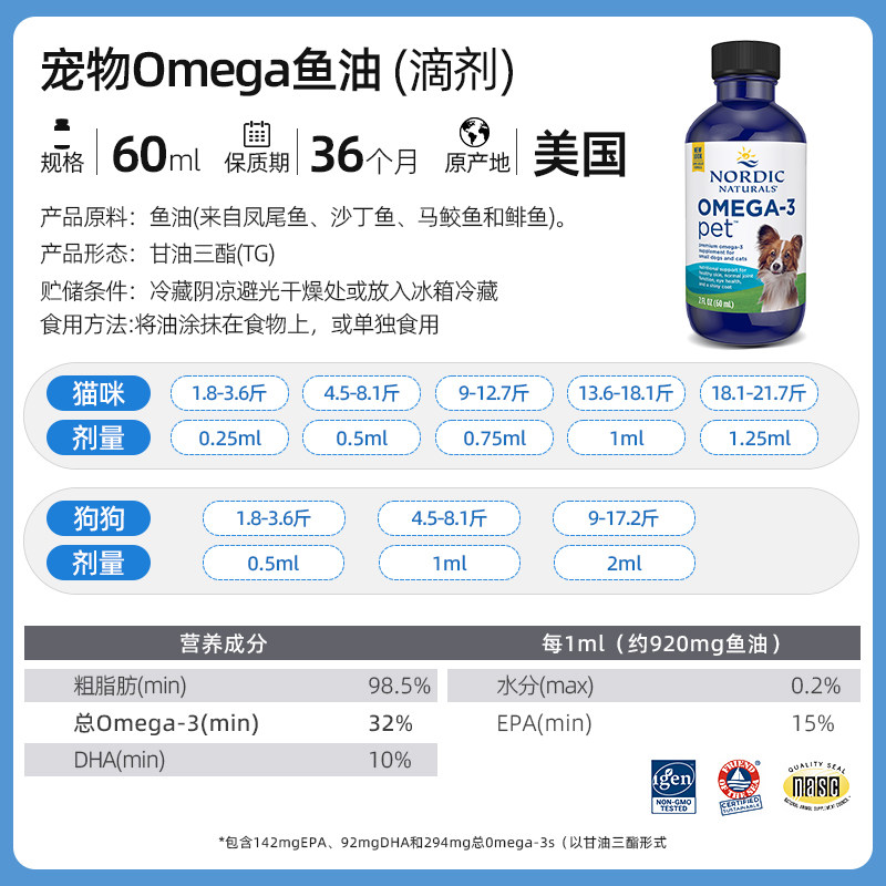 nordic挪威小鱼挪帝克宠物鱼油DHA猫咪猫用狗狗护肤亮美毛防掉毛,淘宝优惠券,粉丝福利购,淘宝优惠卷