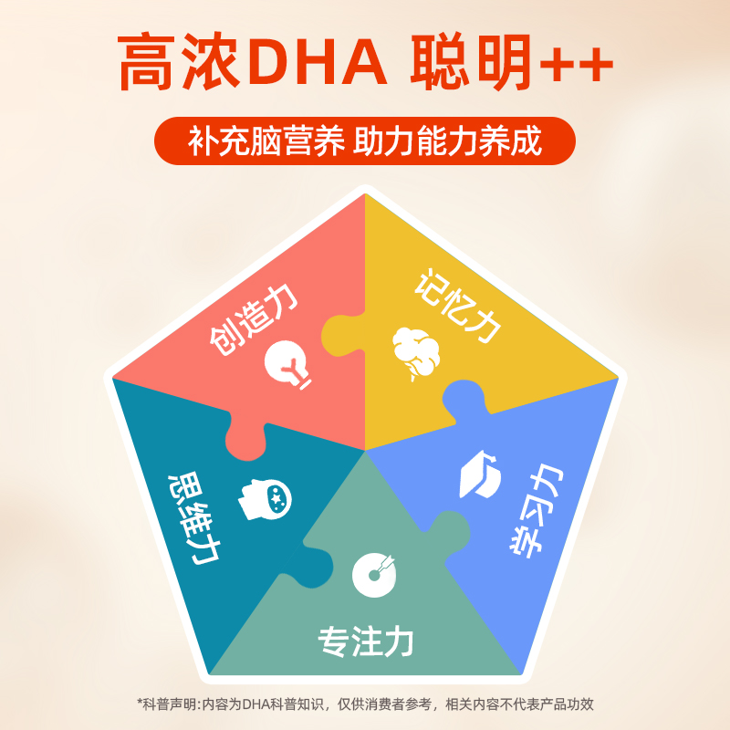 美国进口挪威小鱼进口儿童DHA深海素食藻油口嚼软胶囊小学生120粒