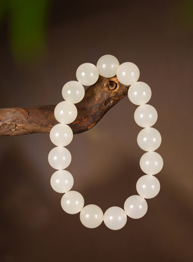 和合玉器和田玉羊脂白玉1.1cm圆珠玉珠手串山料手链玉石珠串子女