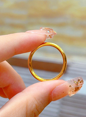 999足金戒指24k纯金古法素圈戒指