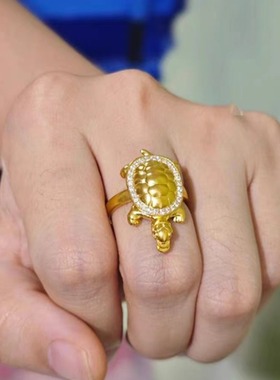 足金999戒指24k黄金招财乌龟戒指