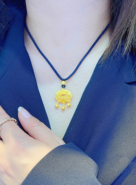 999足金吊坠24k黄金古法平安锁