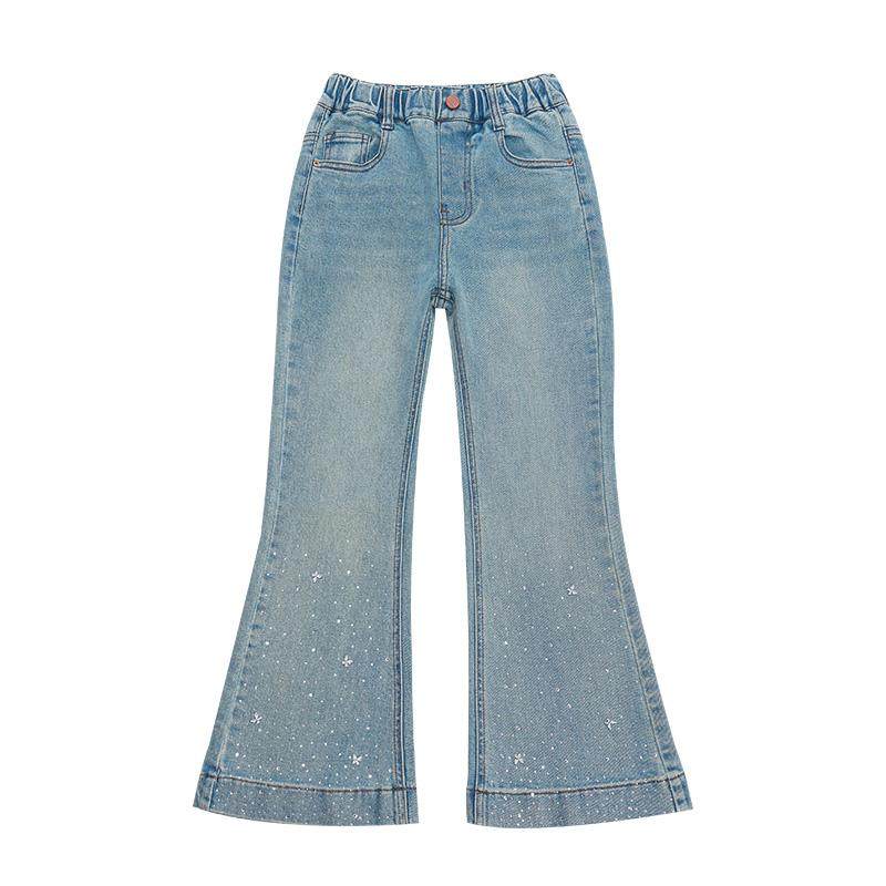 女童烫钻牛仔裤春秋季新款韩范酷网红炸街长裤大童休闲直筒喇叭裤,淘宝优惠券,粉丝福利购,淘宝优惠卷