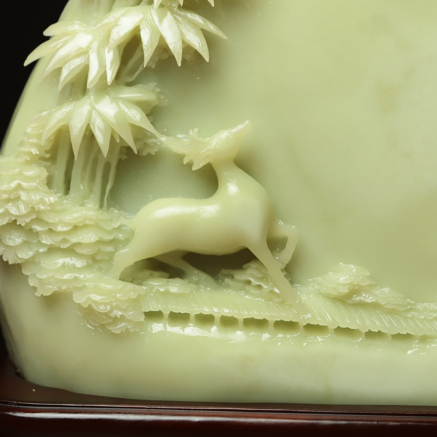 尚品美格 天然玉石家居摆件原石原色精福鹿玉竹一路高升礼品DA873