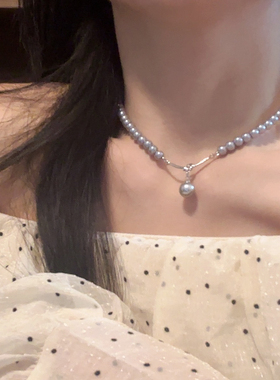 法式轻奢复古打结珍珠项链 小香风气质轻奢优雅简约锁骨链颈链女
