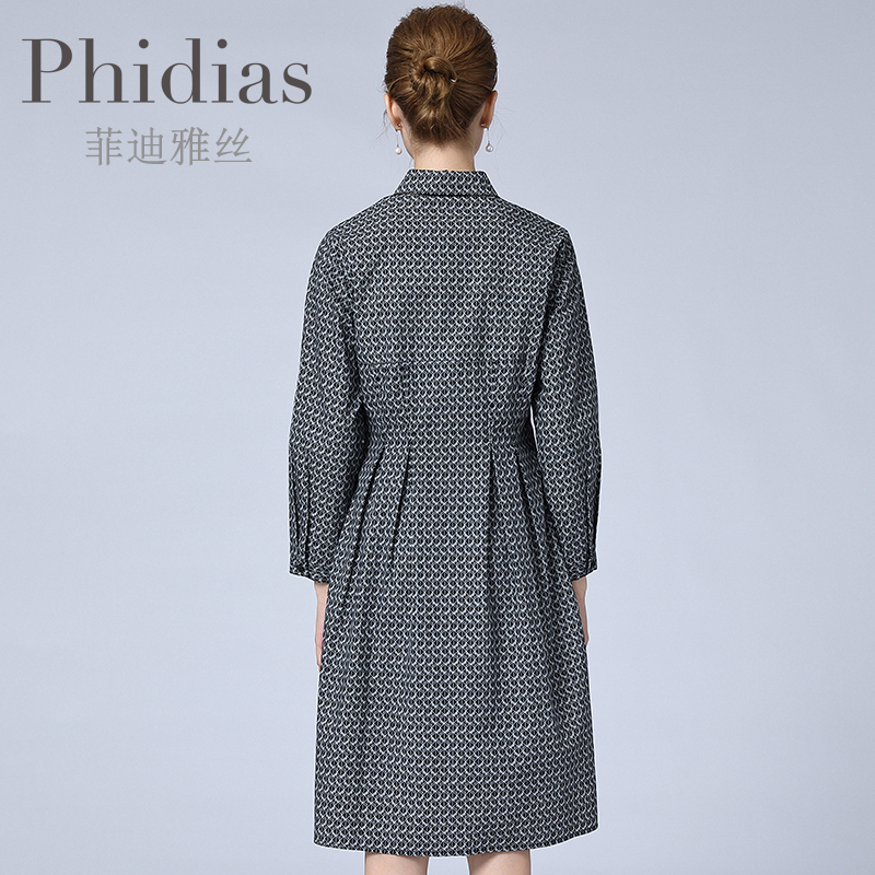 Phidias长袖连衣裙秋装新款修身显瘦大码女装今年流行的裙子