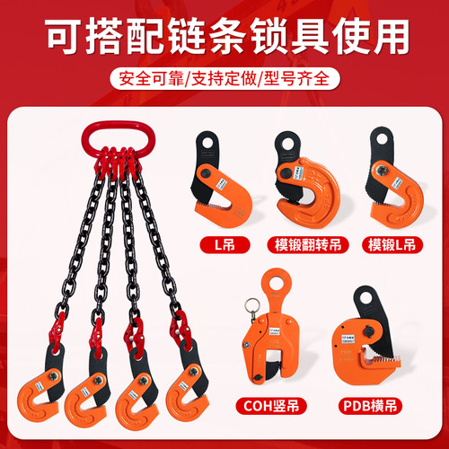 晟雕钢板吊钳夹子L型起重钳CDH竖吊铁板横吊模锻吊具翻转吊钩索具 - 图2