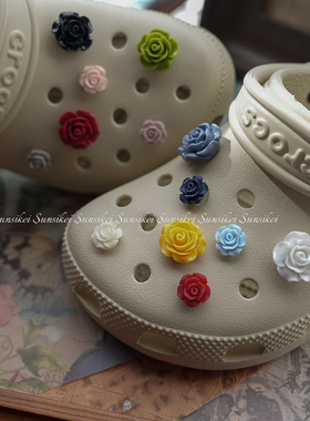 立体山茶花鞋花洞洞通用配饰diy