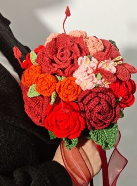 成品新娘手捧花永生花玫瑰DIY