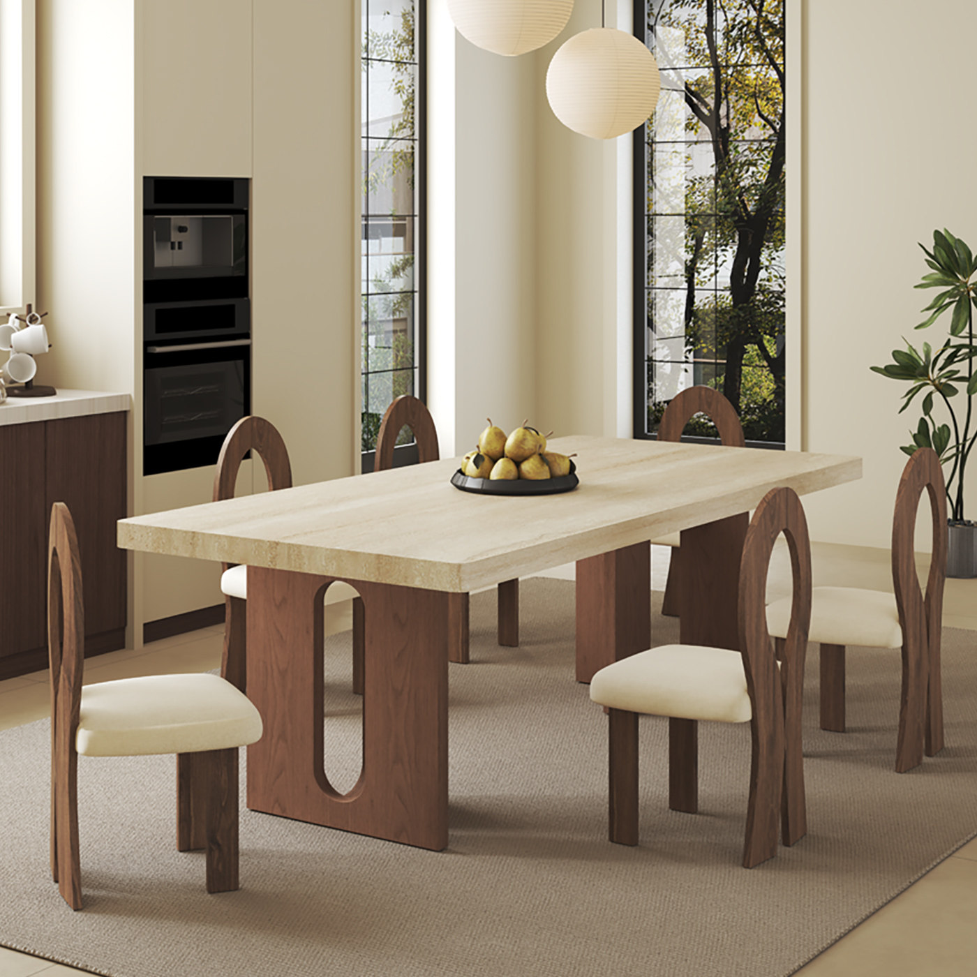 意式轻奢洞石岩板餐桌椅组合家用现代极简小户型长方形下挂饭桌,淘宝优惠券,粉丝福利购,淘宝优惠卷