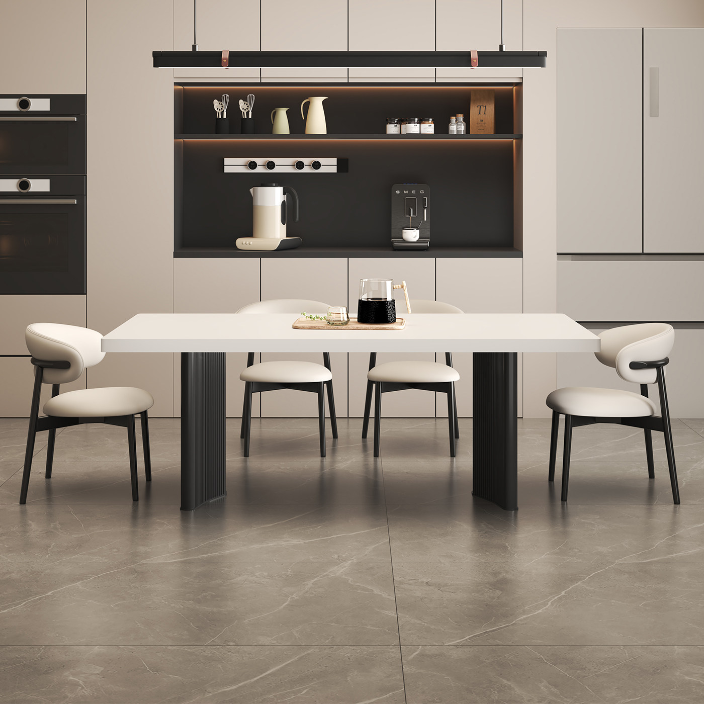 国补意式极简小户型长方形家用客厅现代简约岩板餐桌轻奢餐椅组合,淘宝优惠券,粉丝福利购,淘宝优惠卷