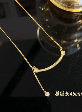古丽古丽s925纯银笑脸项链小众设计高级轻奢气质锁骨链时尚08360