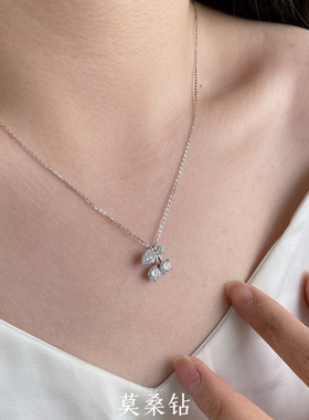 古丽古丽S925纯银莫桑石高级感锁骨链轻奢时尚百搭樱桃项链00267