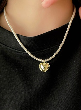 欧比雅比爱心法式项链女小众设计感高级轻奢气质百搭锁骨链05388