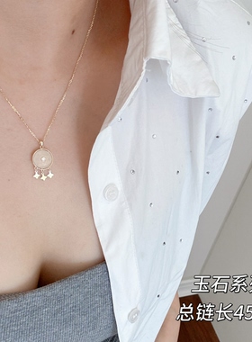 古丽古丽s925银项链玉石小众设计感高级感锁骨链轻奢项链00176