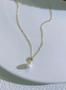 古丽古丽S925纯银海水珍珠高级感锁骨链温柔轻奢风法式项链00272