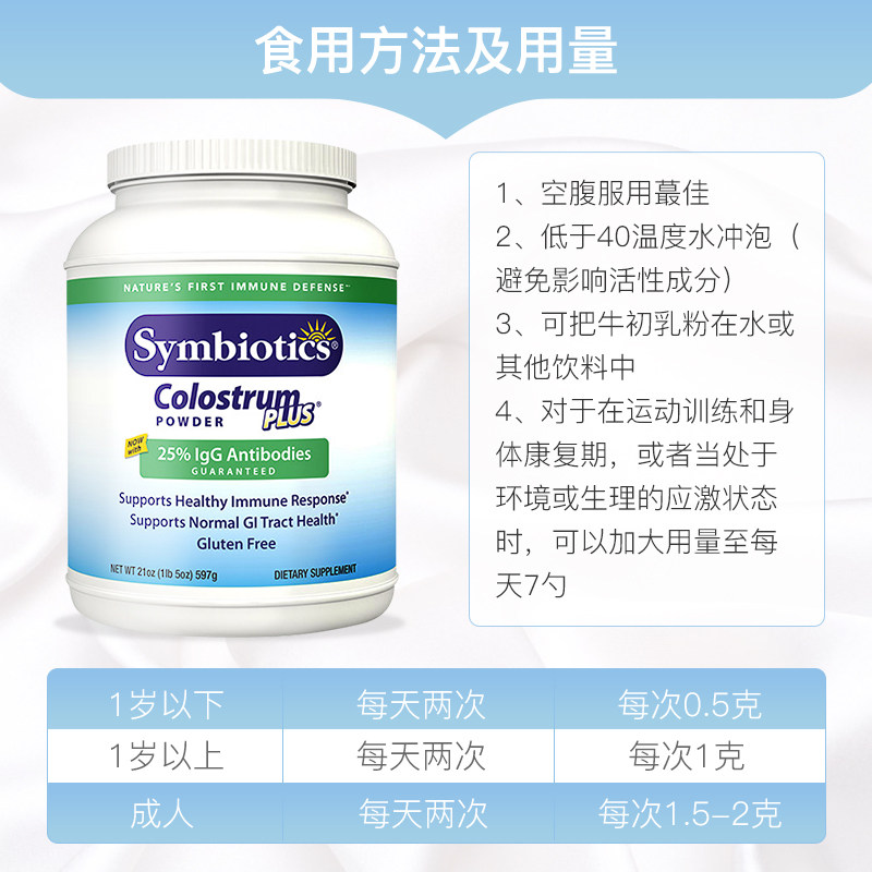 美国symbiotics婴幼中老年球蛋白 Naturade海外牛初乳