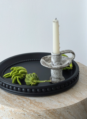 意式小众黑水泥托盘套装搭配摆件