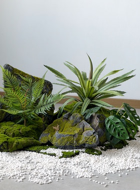 pu仿真青苔石头苔藓假山搭配场景