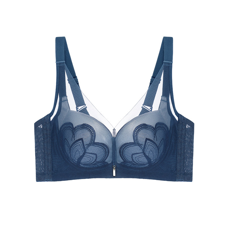 桑蚕丝女无钢圈文胸套装收副乳胸罩 靓衣人文胸