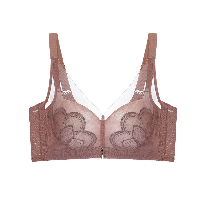 桑蚕丝女无钢圈文胸套装收副乳胸罩 靓衣人文胸