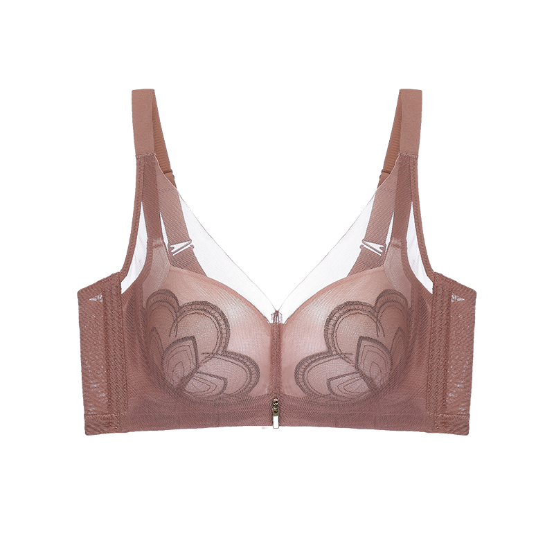 桑蚕丝女无钢圈文胸套装收副乳胸罩 靓衣人文胸