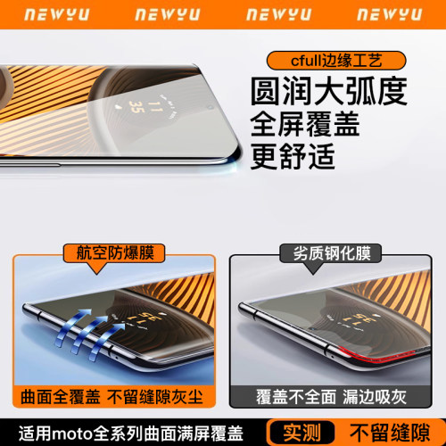 Newyu适用摩托罗拉X50ultra钢化膜S50neo手机膜全屏覆盖Motorola防窥X40高清防摔保护g54抗指纹全包x50水凝贴 - 图1