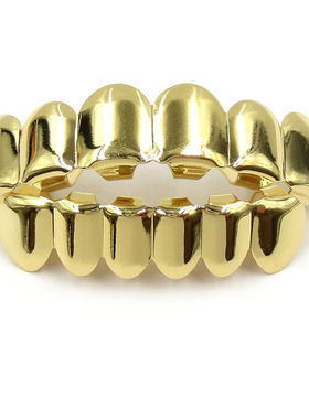 金牙道具HIPHOP嘻哈金牙套TeethGrillz真金电镀牙套饰品潮流