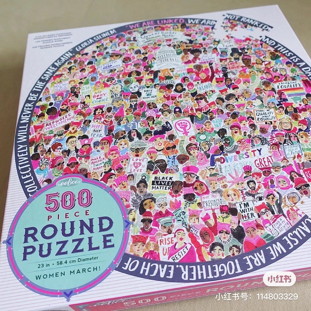 多款eeBoo women march 500片女权主义美国进口拼图圆形益智狗狗