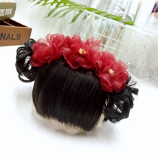 Парик 婴幼儿假发刘海发带款大花头饰女童宝宝可爱百天拍照生日配饰百搭