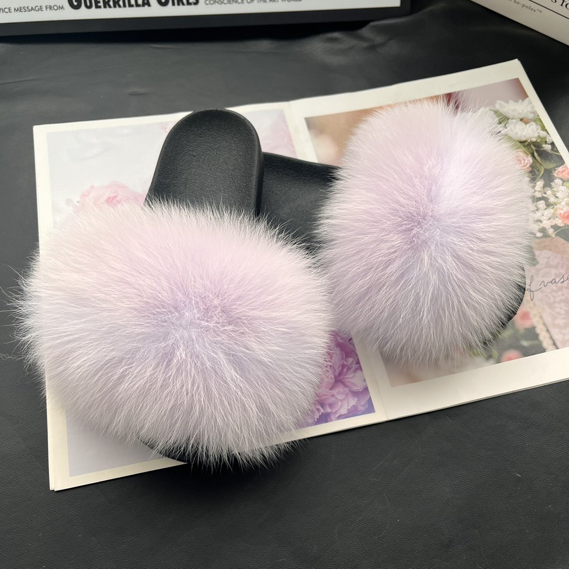 真毛狐狸毛拖鞋时尚百搭冬季真毛一字拖平底皮草毛毛鞋女外穿网红,淘宝优惠券,粉丝福利购,淘宝优惠卷