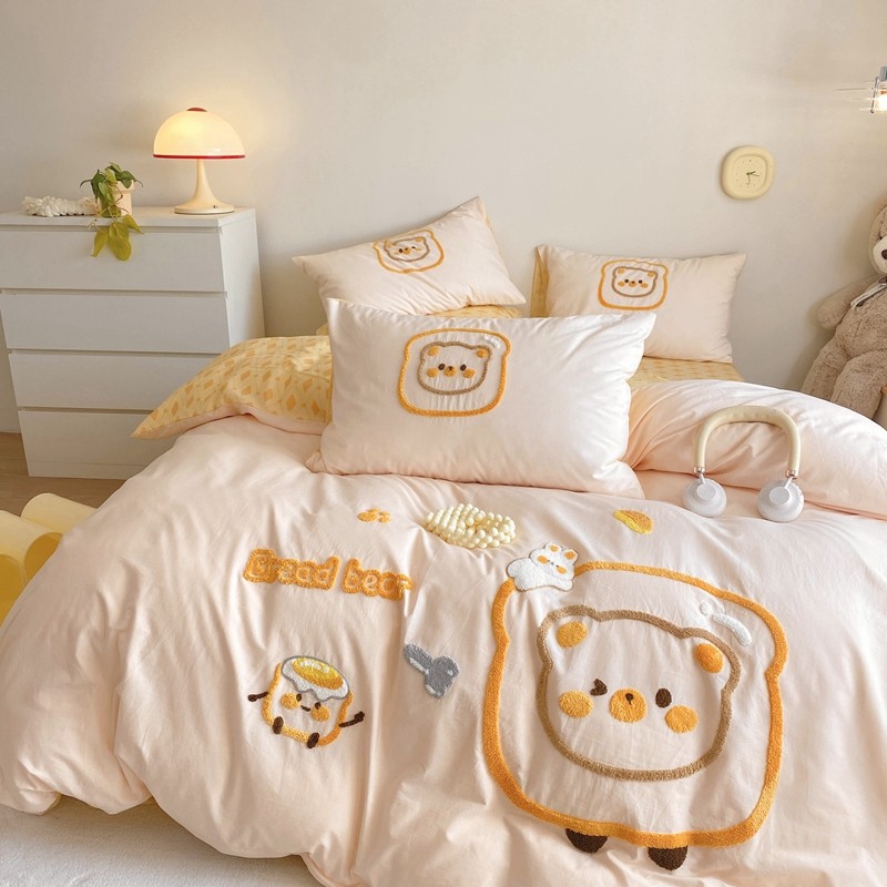 进口刺绣A类纯棉卡通四件套可爱少女心三件套全棉水洗棉儿童床品,淘宝优惠券,粉丝福利购,淘宝优惠卷