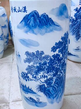 景德镇直筒字画落地陶瓷卷轴缸