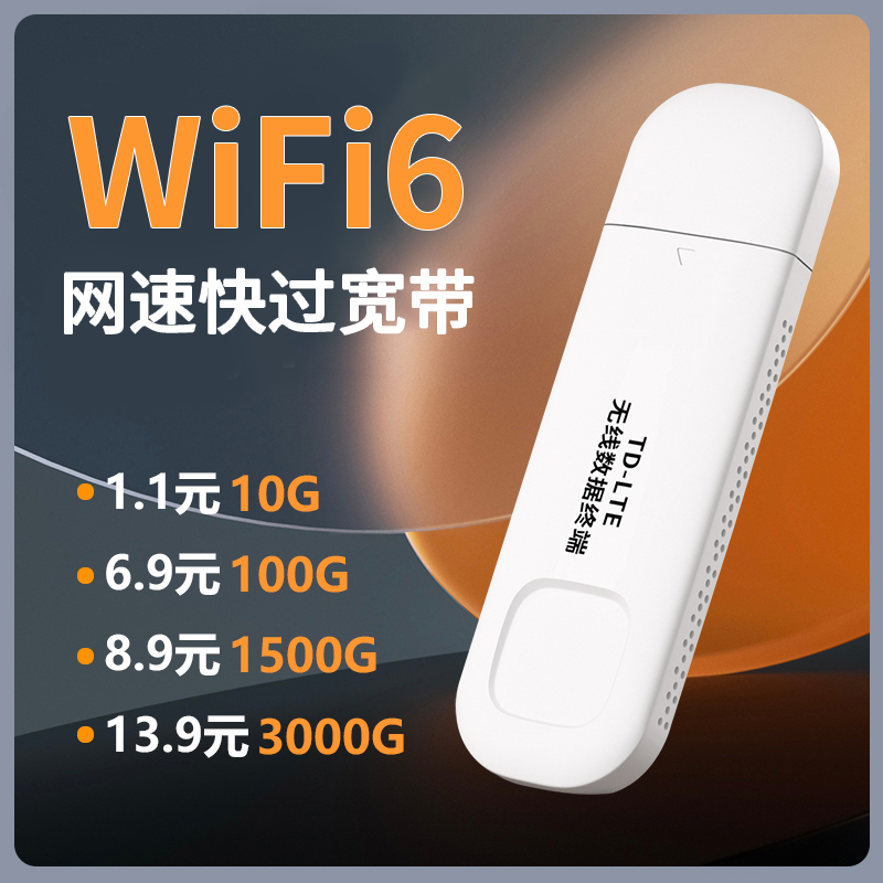 【国货之光】随身WiFi6无线WiFi高速流量移动网络上网卡车载USB免插卡移动官方旗舰店适用于华为小米4G路由器 - 图1