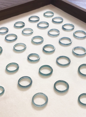 天然翡翠素圈情侣尾戒冰种