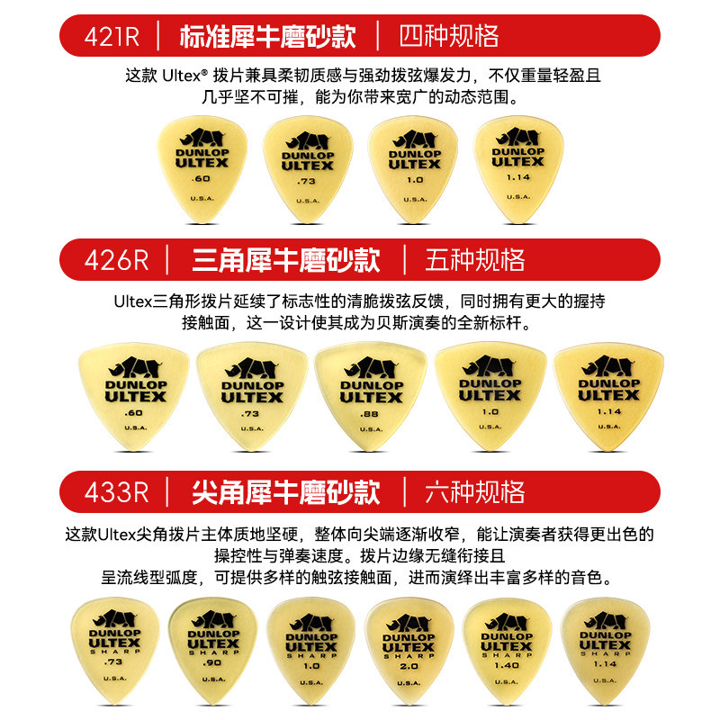 六片装Dunlop邓禄普电吉他拨片民谣木吉它速弹防滑扫弦犀牛弹片,淘宝优惠券,粉丝福利购,淘宝优惠卷
