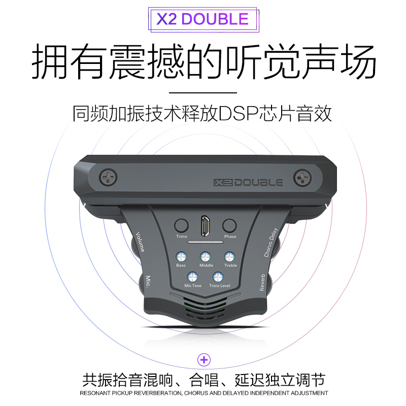 DOUBLE音孔加振拾音器民谣木吉他精灵G0同频加震扩音器免开孔演出