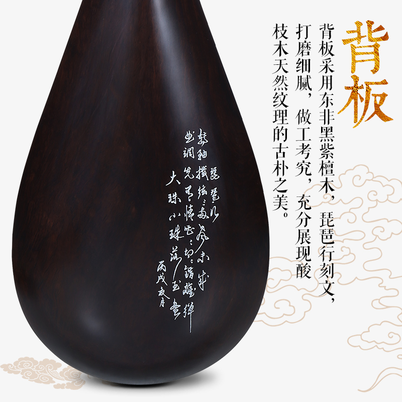 艺钛客乐器专营店北京星海 8916黑檀琵琶 演奏定制黑紫檀琵琶乐器 入门初学送配件1