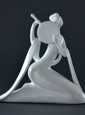 古代仕女中式风仿瓷音乐树脂摆件