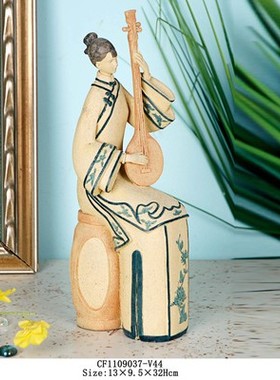 旗袍美女乐器中式风人物创意装饰