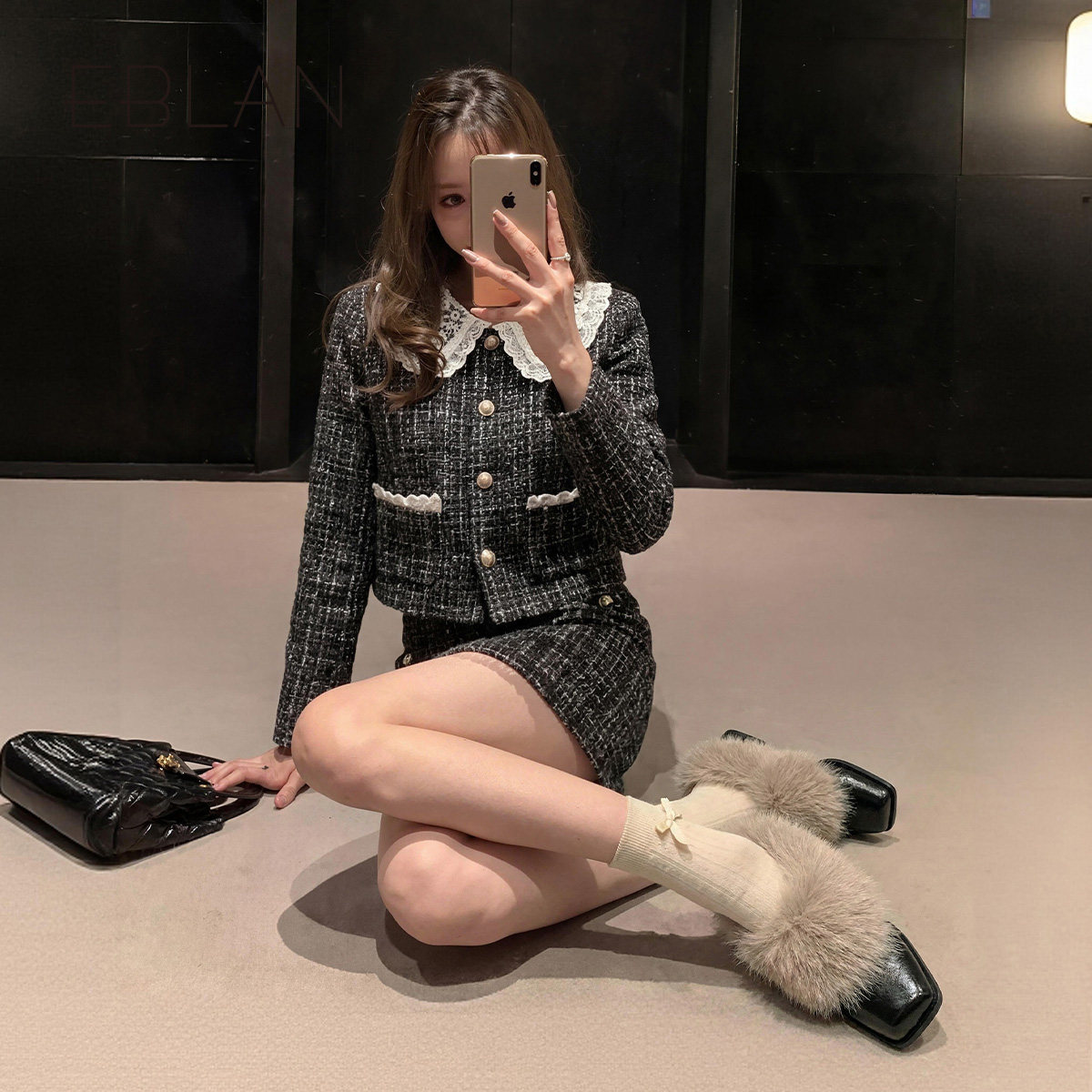 EBLAN/伊伴复古高跟毛毛鞋女2025冬季新款加绒保暖方头玛丽珍单鞋,淘宝优惠券,粉丝福利购,淘宝优惠卷