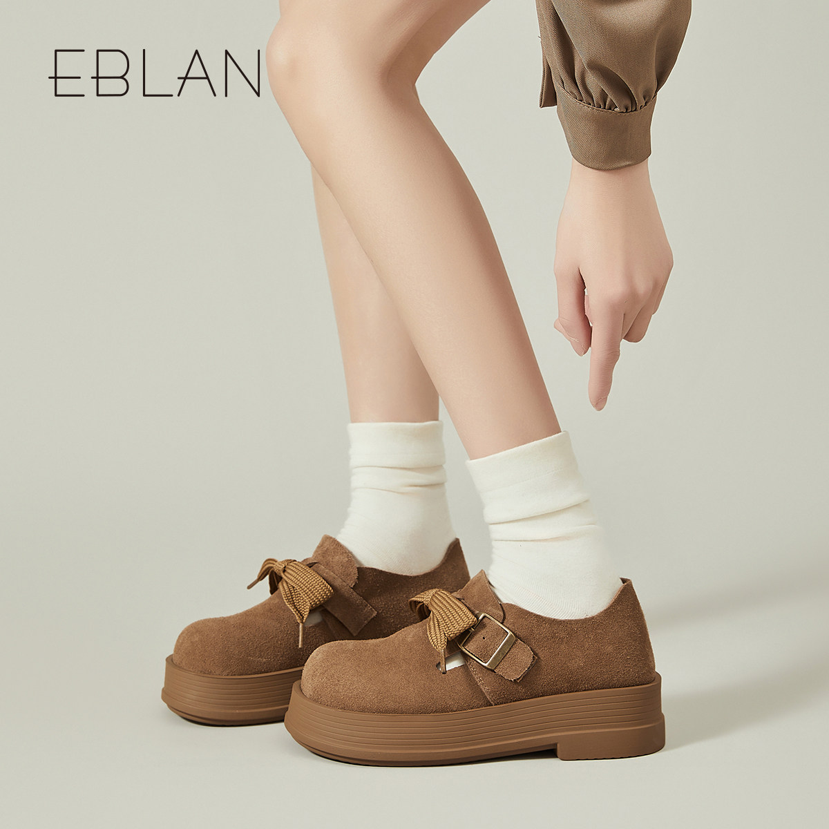 EBLAN/伊伴【宠粉清仓福利】厚底休闲勃肯鞋秋冬百搭女玛丽珍单鞋,淘宝优惠券,粉丝福利购,淘宝优惠卷