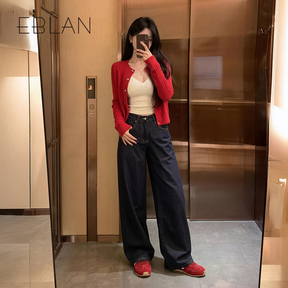 EBLAN/伊伴红色软底德训鞋女2026春季新款运动板鞋休闲真皮阿甘鞋,淘宝优惠券,粉丝福利购,淘宝优惠卷