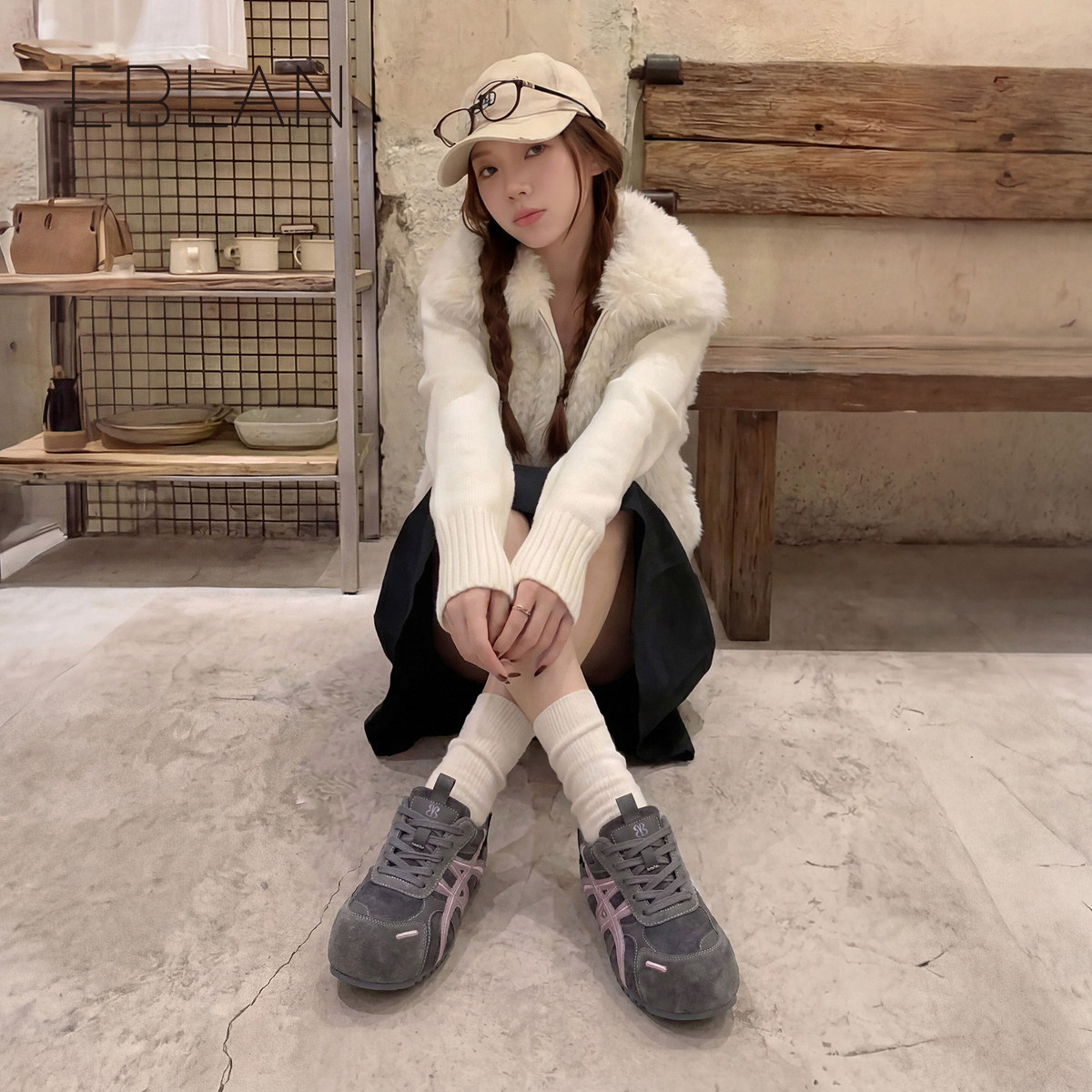 EBLAN/伊伴小泡芙厚底德训鞋女2025秋冬新款内增高加绒休闲面包鞋,淘宝优惠券,粉丝福利购,淘宝优惠卷
