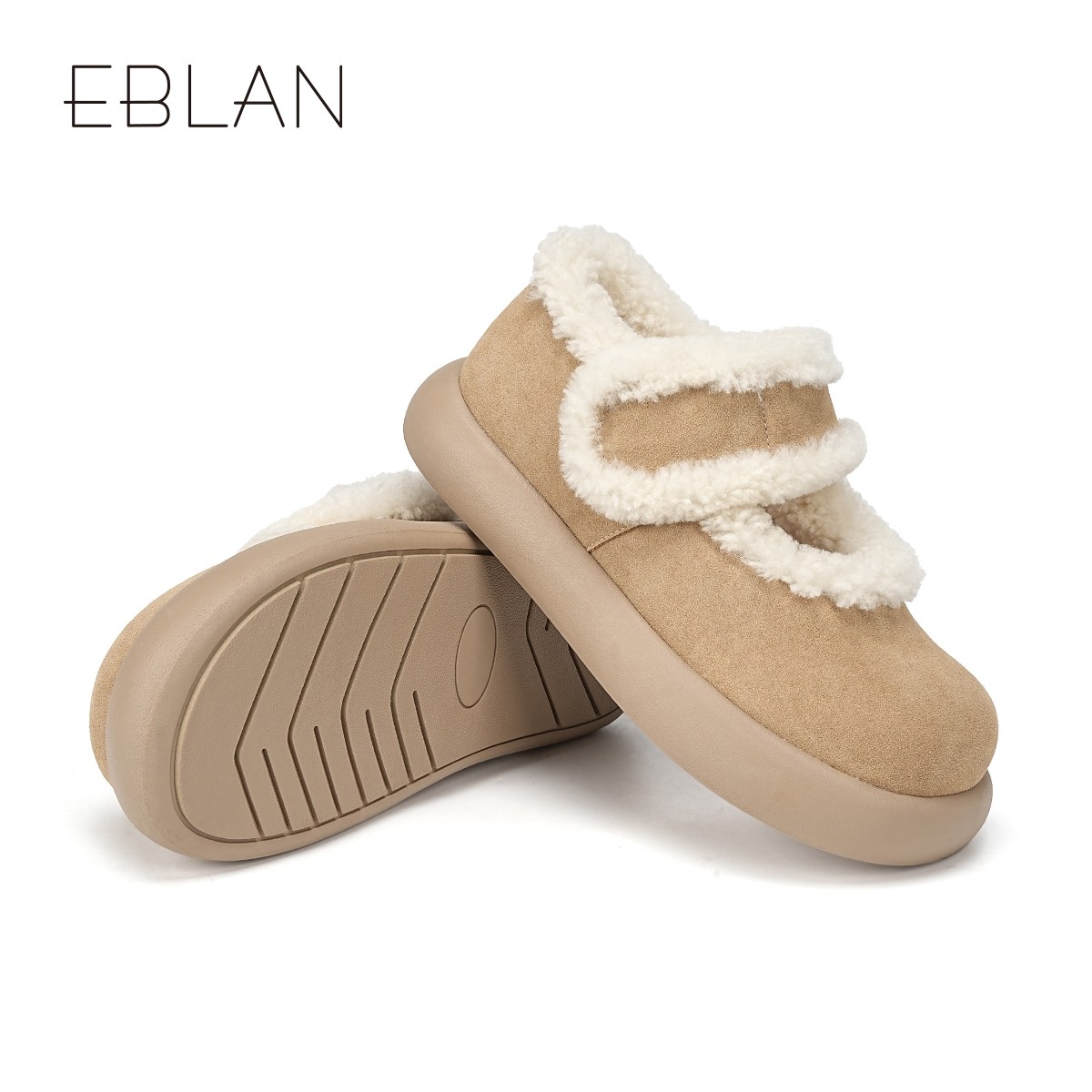 EBLAN/伊伴厚底土豆羊毛毛玛丽珍鞋女2025冬季新款加绒保暖勃肯鞋,淘宝优惠券,粉丝福利购,淘宝优惠卷