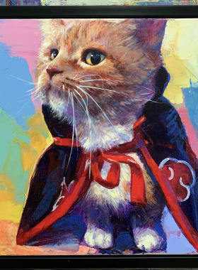纯手绘波普宠物照片定制油画