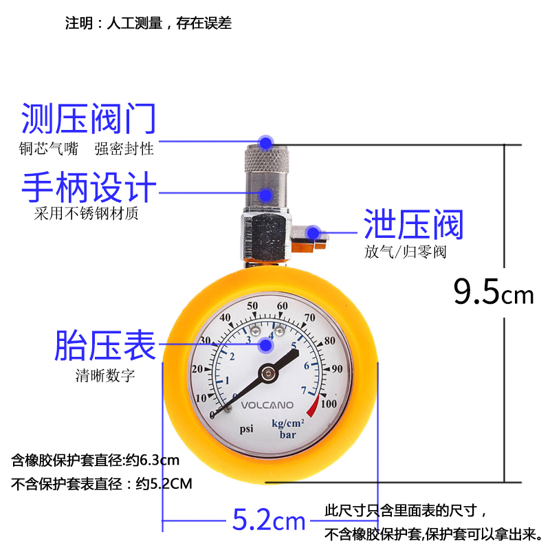 台湾风劲霸精度胎压表汽车轮胎气压表迷你胎压计测量胎压放气泄压