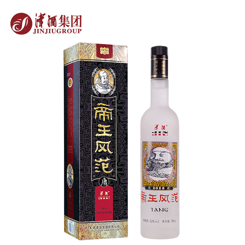 津酒 JINJIU 52度帝王风范700mL 浓香型白酒 大帝王酒 方盒单瓶装 - 图0